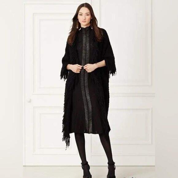 Ralph Lauren Fall 2015 Runway Collection Black Cashmere Boucle Fringe Cardigan - Picture 4 of 17